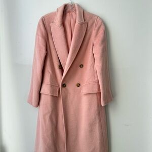 Max Mara Elegant Pink Double-Breasted Alpaca Women's Coat